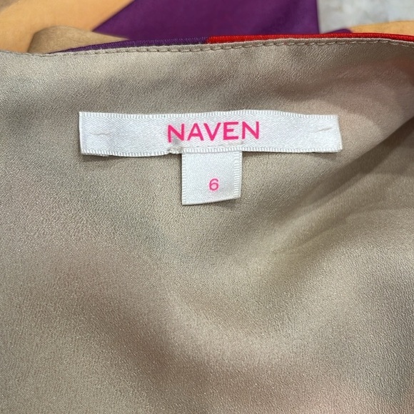 Naven | 70's Mini Dress | Geometric Purple, Red,‎ Gold | Women's Size 6 - Picture 7 of 11